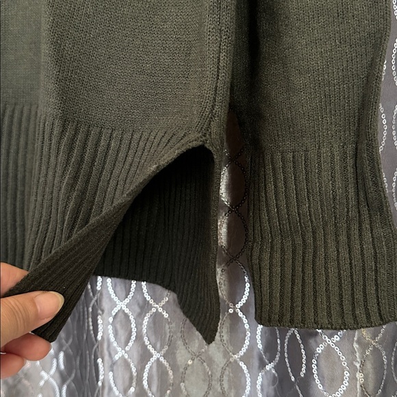 NWT Sweet Romeo Loden/Black/White Star Knit Relaxed Fit Turtleneck Sweater Sz S - Picture 6 of 8